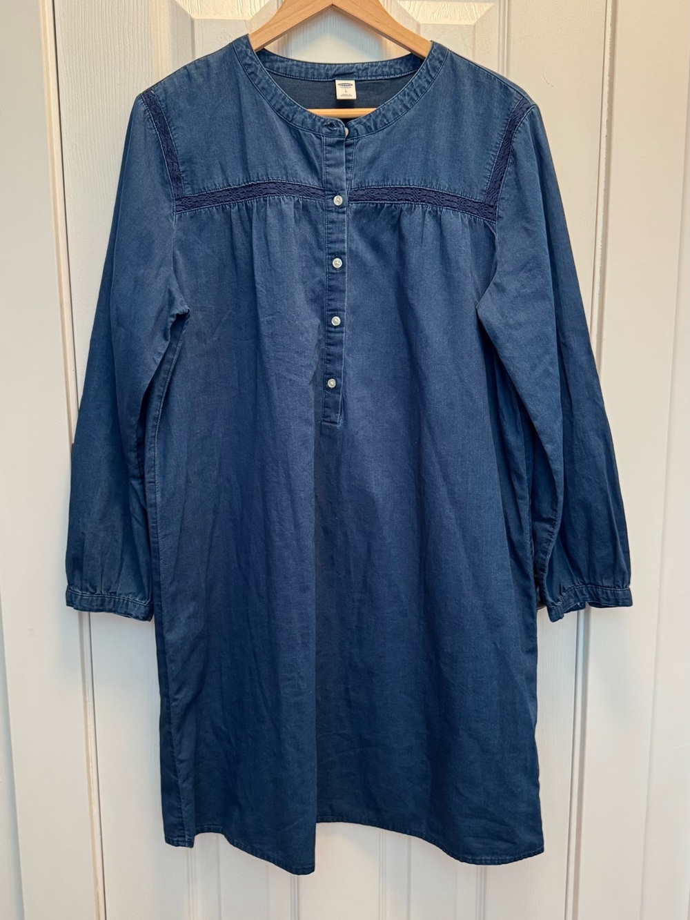 Old Navy Indigo Long-Sleeve Button-Front Denim Tunic Dress